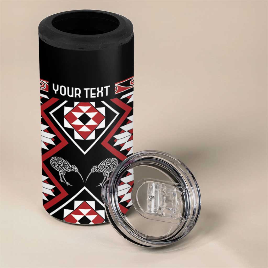 Personalised Taniko Motifs Aotearoa 4 in 1 Can Cooler Tumbler Waitangi Kowhaiwhai Kiwi