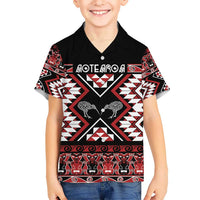 Personalised Taniko Motifs Aotearoa Kid Hawaiian Shirt Waitangi Kowhaiwhai Kiwi LT7 Kid Red - Polynesian Pride