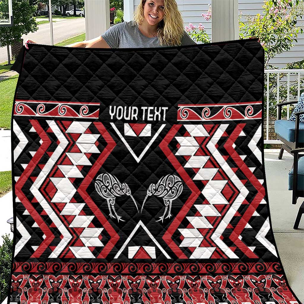 Personalised Taniko Motifs Aotearoa Quilt Waitangi Kowhaiwhai Kiwi LT7 Red - Polynesian Pride