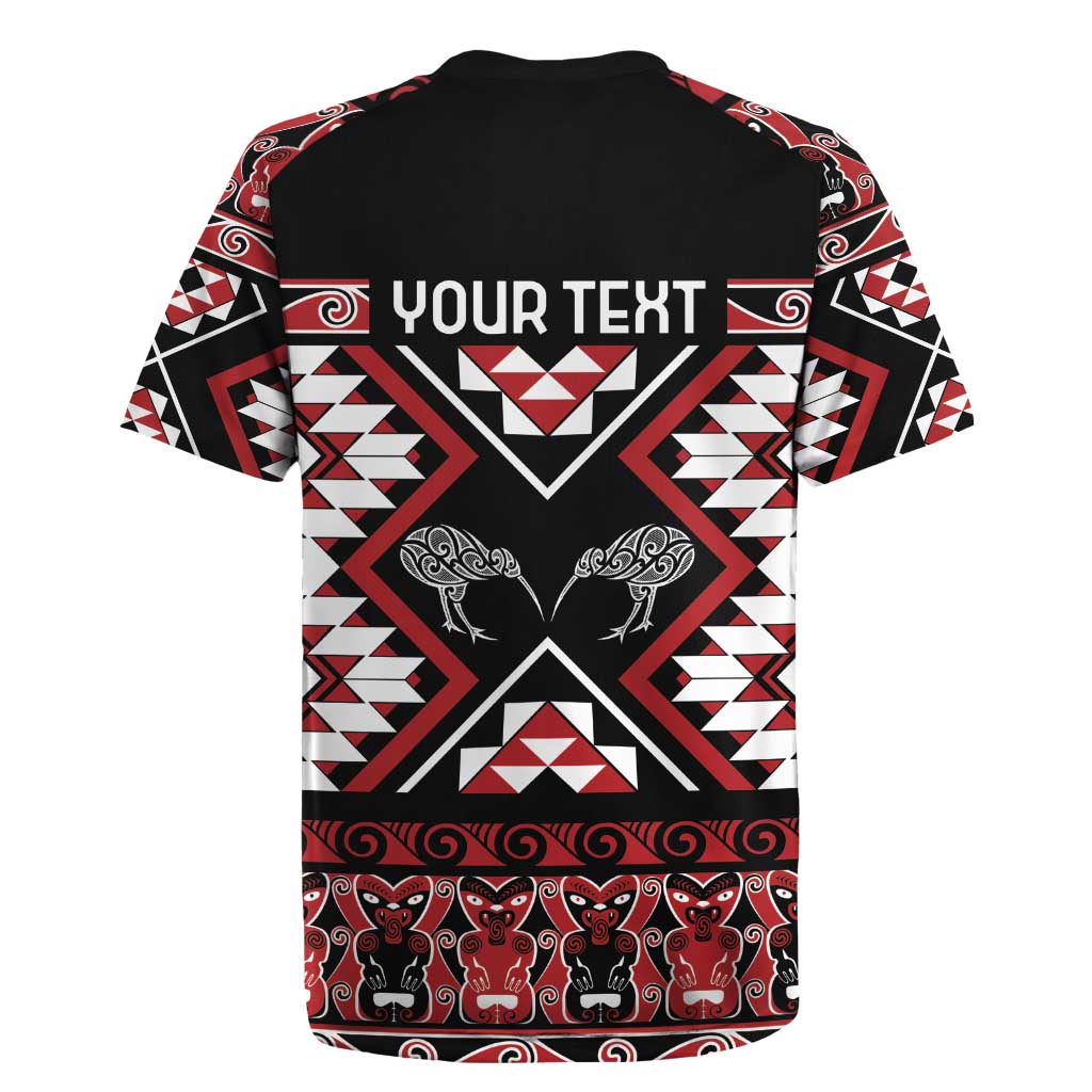Personalised Taniko Motifs Aotearoa Rugby Jersey Waitangi Kowhaiwhai Kiwi