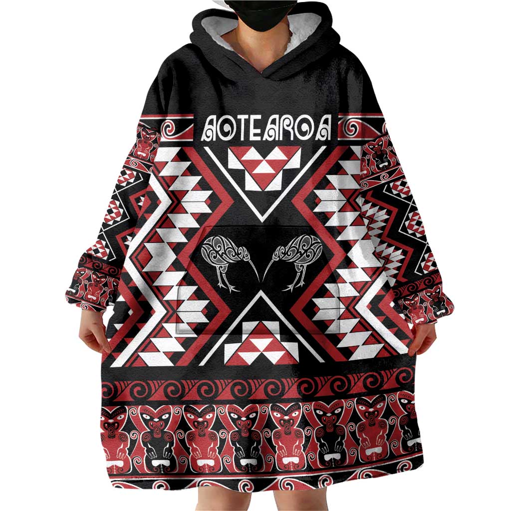 Personalised Taniko Motifs Aotearoa Wearable Blanket Hoodie Waitangi Kowhaiwhai Kiwi