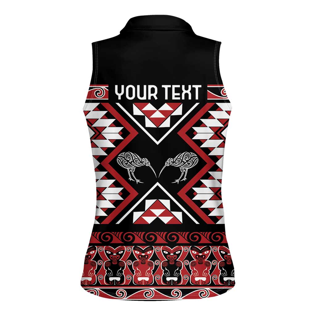 Personalised Taniko Motifs Aotearoa Women Sleeveless Polo Shirt Waitangi Kowhaiwhai Kiwi