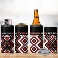 Personalised Aotearoa Waitangi 4 in 1 Can Cooler Tumbler Taniko Motifs - Mania Gecko