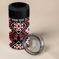Personalised Aotearoa Waitangi 4 in 1 Can Cooler Tumbler Taniko Motifs - Mania Gecko