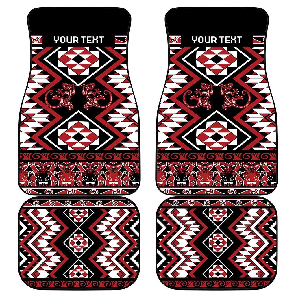 Personalised Aotearoa Waitangi Car Mats Taniko Motifs - Mania Gecko