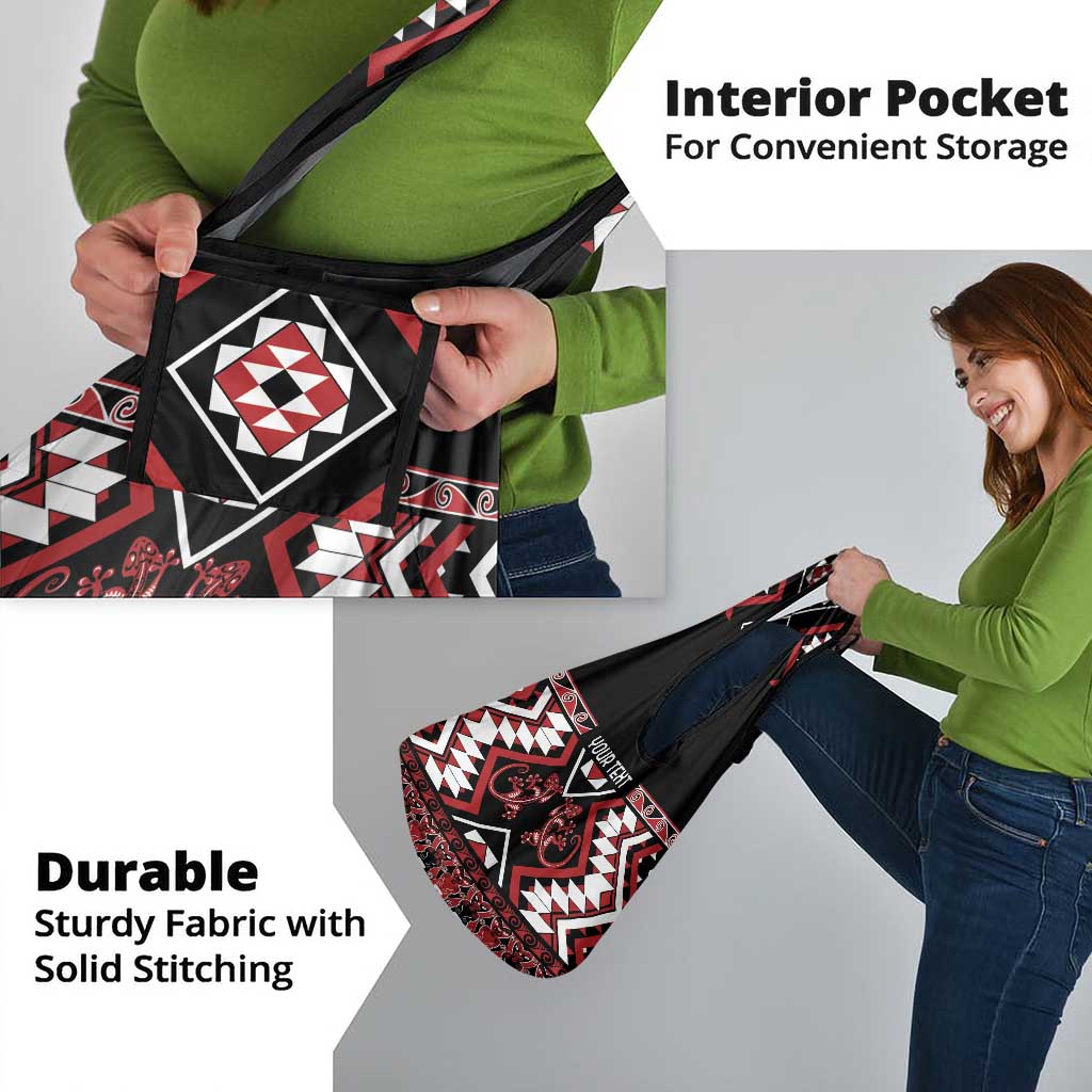 Personalised Aotearoa Waitangi Grocery Bag Taniko Motifs - Mania Gecko