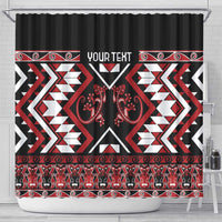 Personalised Aotearoa Waitangi Shower Curtain Taniko Motifs - Mania Gecko