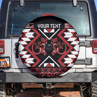Personalised Aotearoa Waitangi Spare Tire Cover Taniko Motifs - Mania Gecko LT7 Red - Polynesian Pride