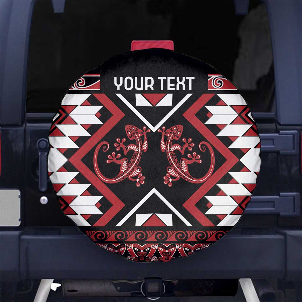 Personalised Aotearoa Waitangi Spare Tire Cover Taniko Motifs - Mania Gecko LT7 - Polynesian Pride