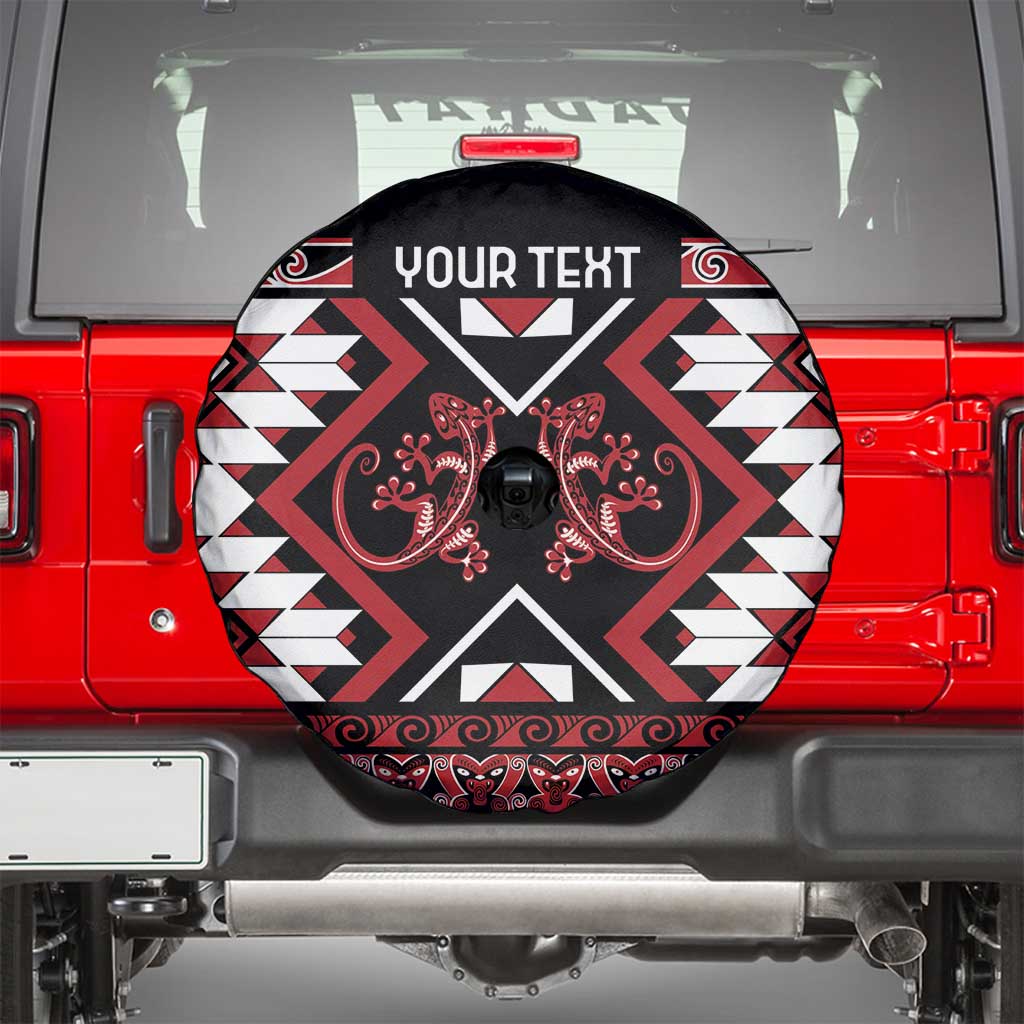 Personalised Aotearoa Waitangi Spare Tire Cover Taniko Motifs - Mania Gecko LT7 - Polynesian Pride