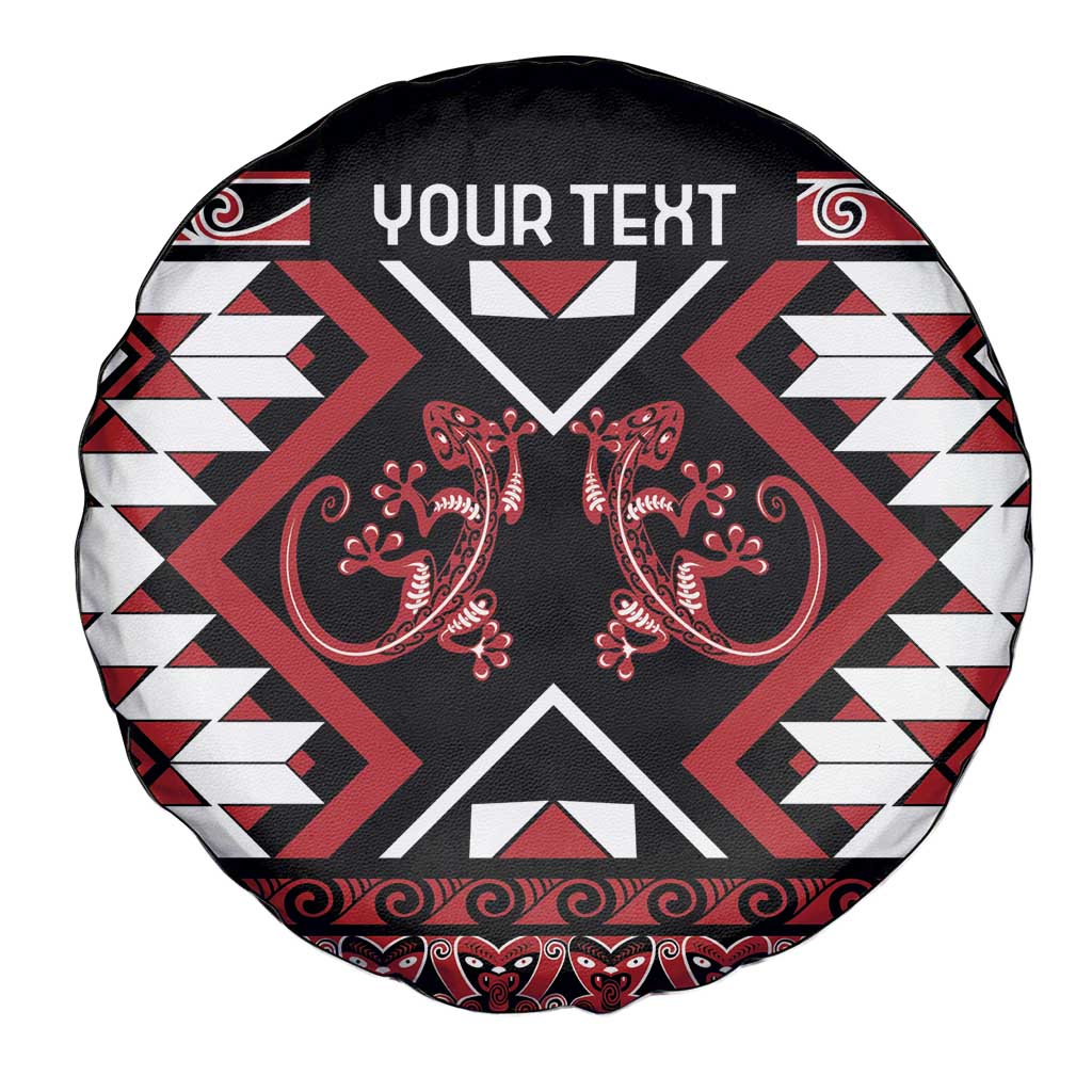 Personalised Aotearoa Waitangi Spare Tire Cover Taniko Motifs - Mania Gecko LT7 - Polynesian Pride