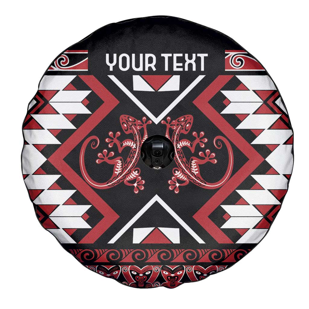 Personalised Aotearoa Waitangi Spare Tire Cover Taniko Motifs - Mania Gecko LT7 - Polynesian Pride