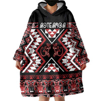Personalised Aotearoa Waitangi Wearable Blanket Hoodie Taniko Motifs - Mania Gecko