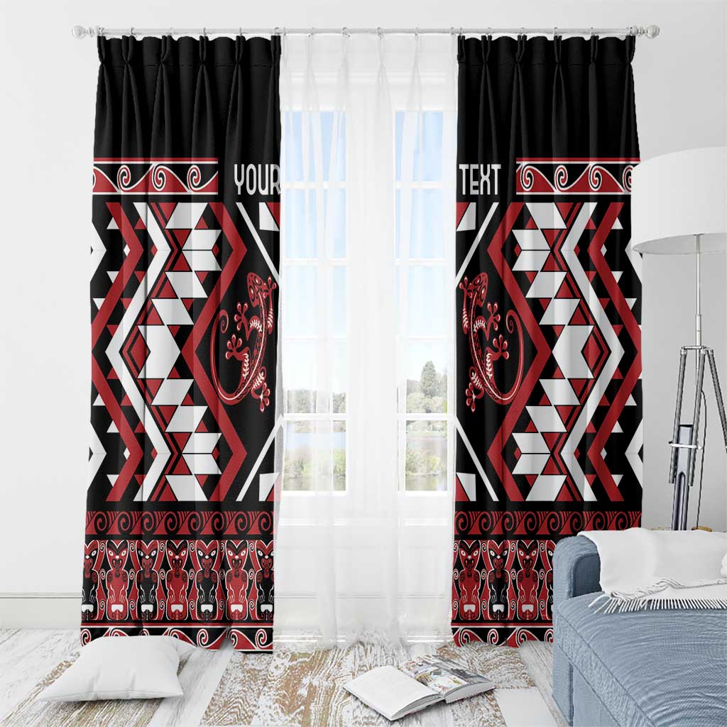 Personalised Aotearoa Waitangi Window Curtain Taniko Motifs - Mania Gecko