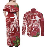 Personalised Hawaii Wahine Couples Matching Off Shoulder Maxi Dress and Long Sleeve Button Shirt Women's Day Ohia Lehua LT7 - Polynesian Pride