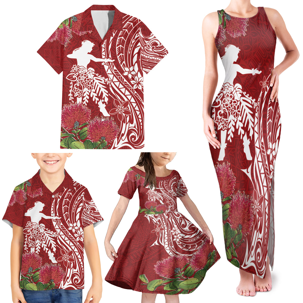 Personalised Hawaii Wahine Family Matching Tank Maxi Dress and Hawaiian Shirt Women's Day Ohia Lehua LT7 - Polynesian Pride