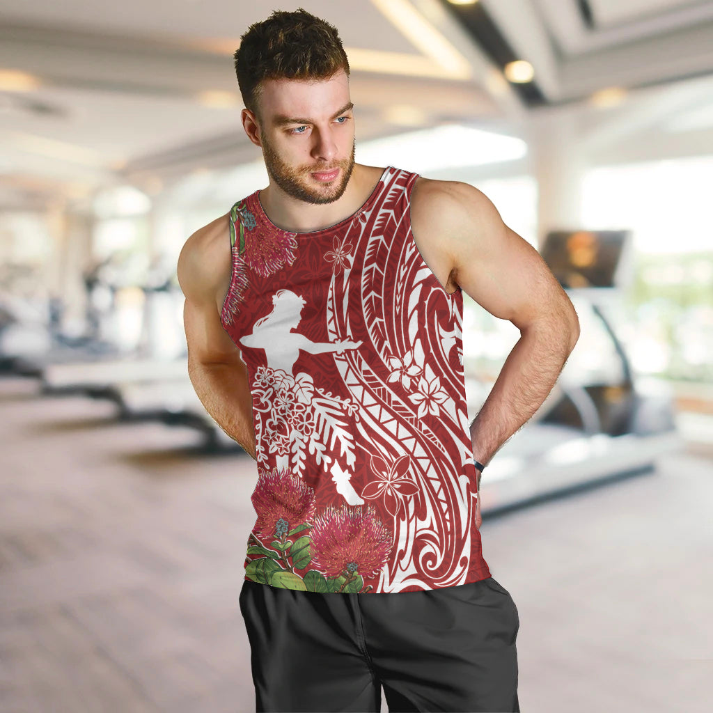 Personalised Hawaii Wahine Men Tank Top Women's Day Ohia Lehua LT7 Red - Polynesian Pride
