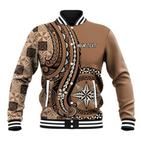 Personalized Tonga Ngatu Baseball Jacket Vintage Brown Manulua Motifs
