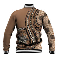 Personalized Tonga Ngatu Baseball Jacket Vintage Brown Manulua Motifs