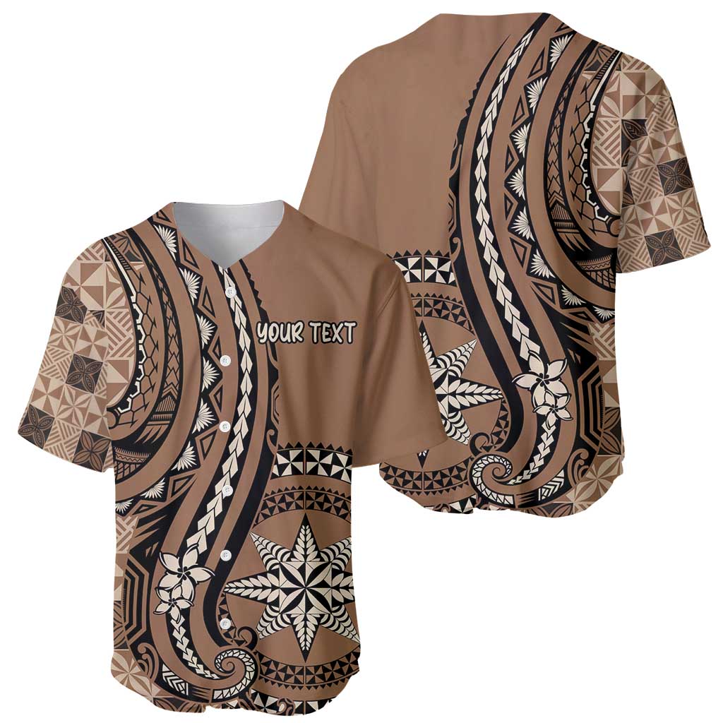 Personalized Tonga Ngatu Baseball Jersey Vintage Brown Manulua Motifs