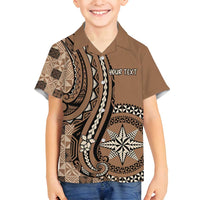 Personalized Tonga Ngatu Family Matching Puletasi and Hawaiian Shirt Vintage Brown Manulua Motifs