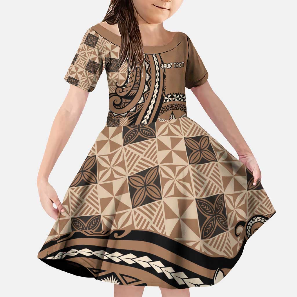 Personalized Tonga Ngatu Family Matching Summer Maxi Dress and Hawaiian Shirt Vintage Brown Manulua Motifs