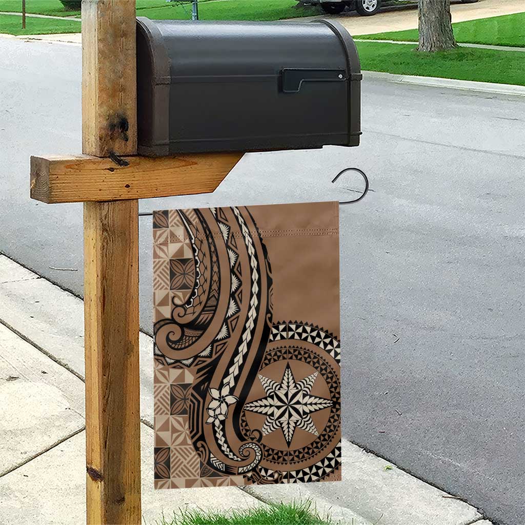 Tonga Ngatu Garden Flag Vintage Brown Manulua Motifs