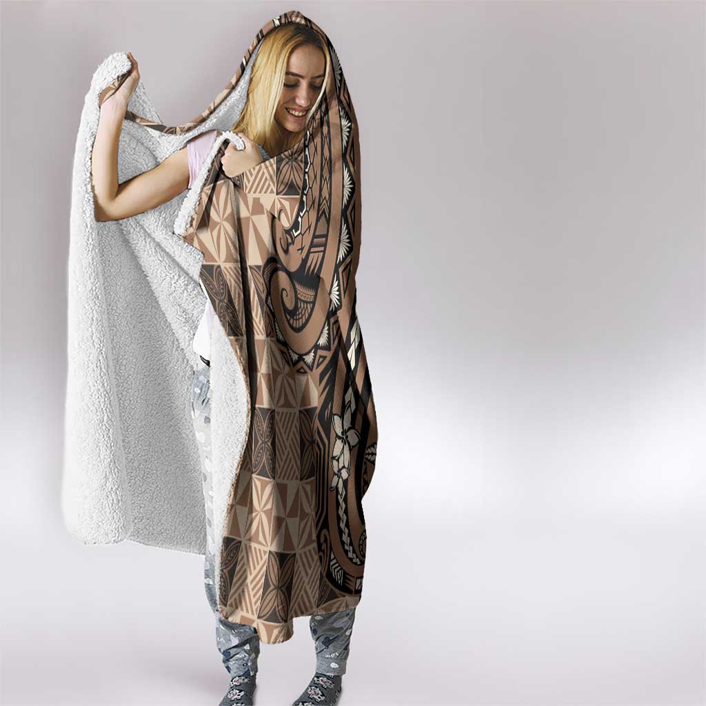 Tonga Ngatu Hooded Blanket Vintage Brown Manulua Motifs LT7 - Polynesian Pride