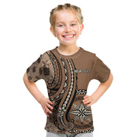 Personalized Tonga Ngatu Kid T Shirt Vintage Brown Manulua Motifs