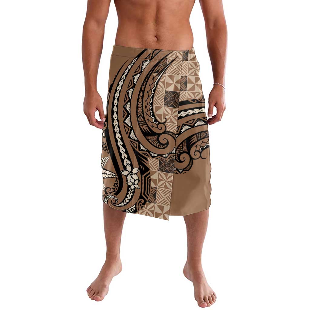 Personalized Tonga Ngatu Lavalava Vintage Brown Manulua Motifs
