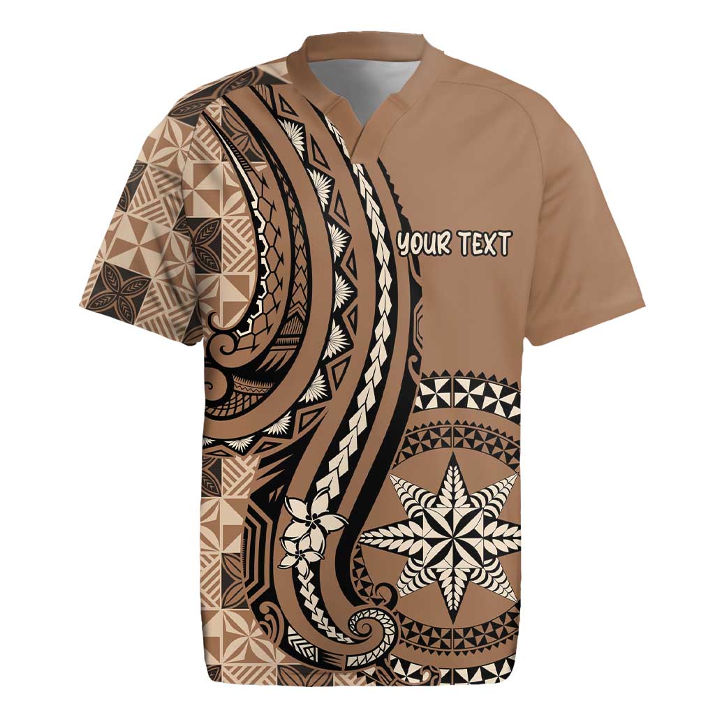 Personalized Tonga Ngatu Rugby Jersey Vintage Brown Manulua Motifs