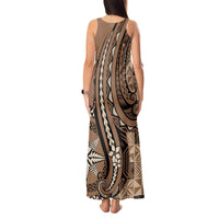 Personalized Tonga Ngatu Tank Maxi Dress Vintage Brown Manulua Motifs