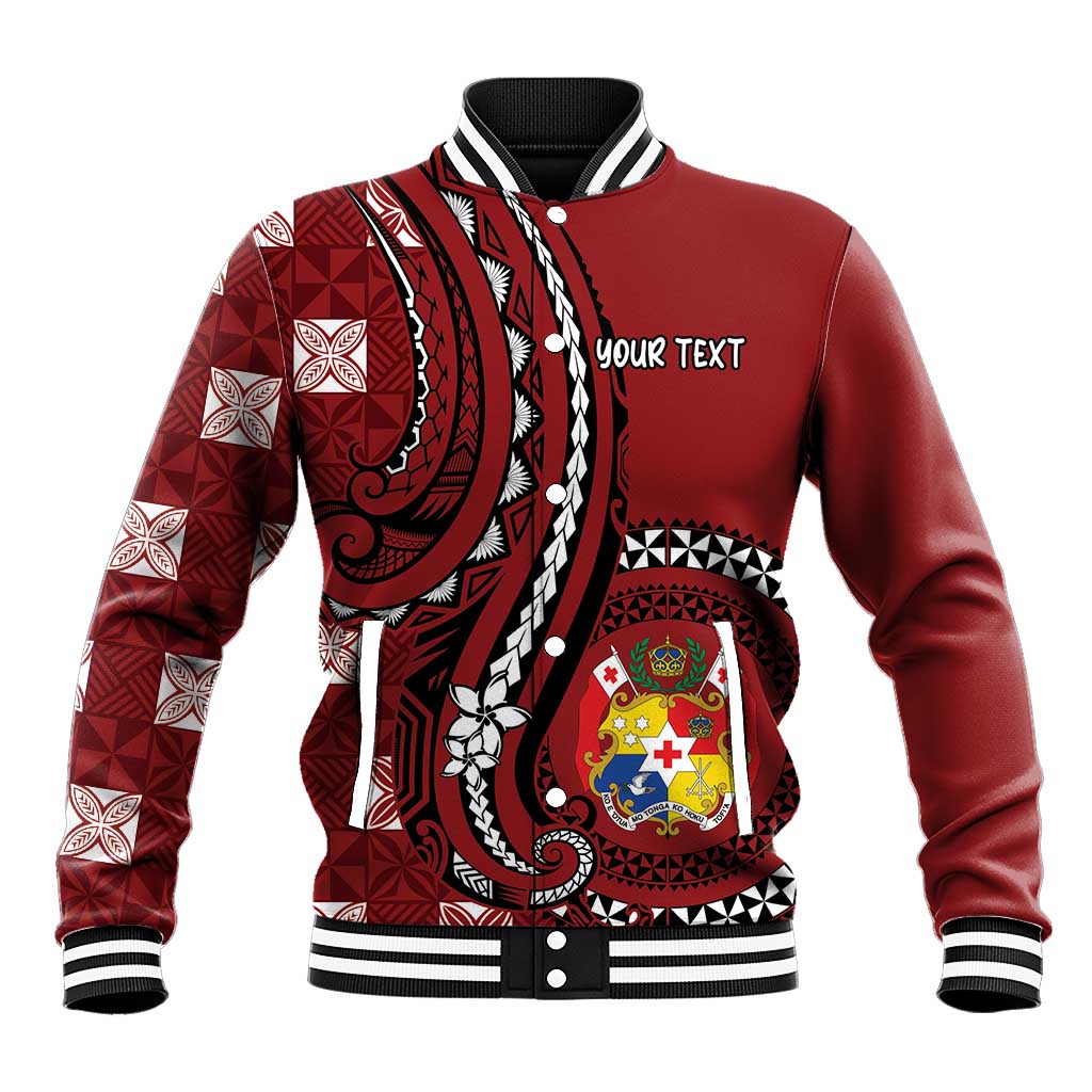Personalized Tonga Ngatu Baseball Jacket Iconic Red Manulua Motifs