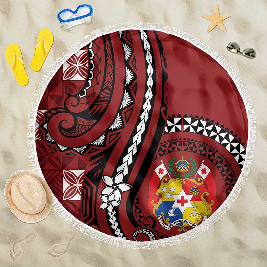 Tonga Ngatu Beach Blanket Iconic Red Manulua Motifs