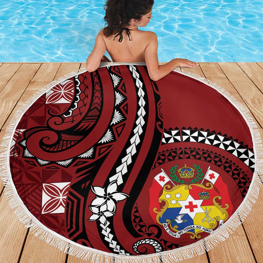 Tonga Ngatu Beach Blanket Iconic Red Manulua Motifs