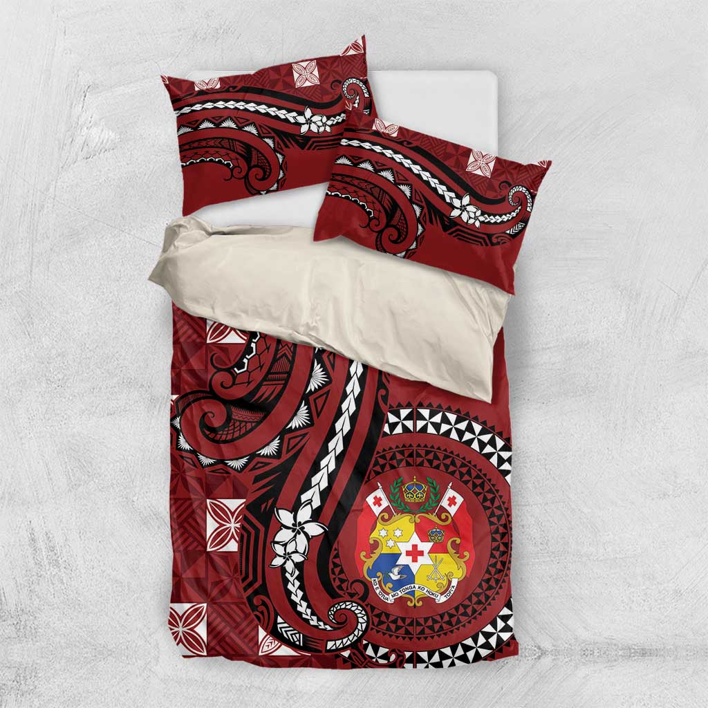 Tonga Ngatu Bedding Set Iconic Red Manulua Motifs