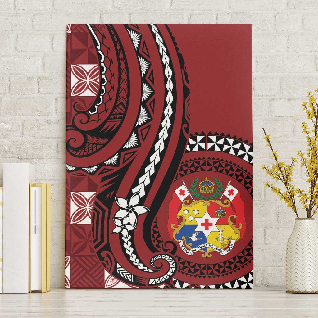 Tonga Ngatu Canvas Wall Art Iconic Red Manulua Motifs