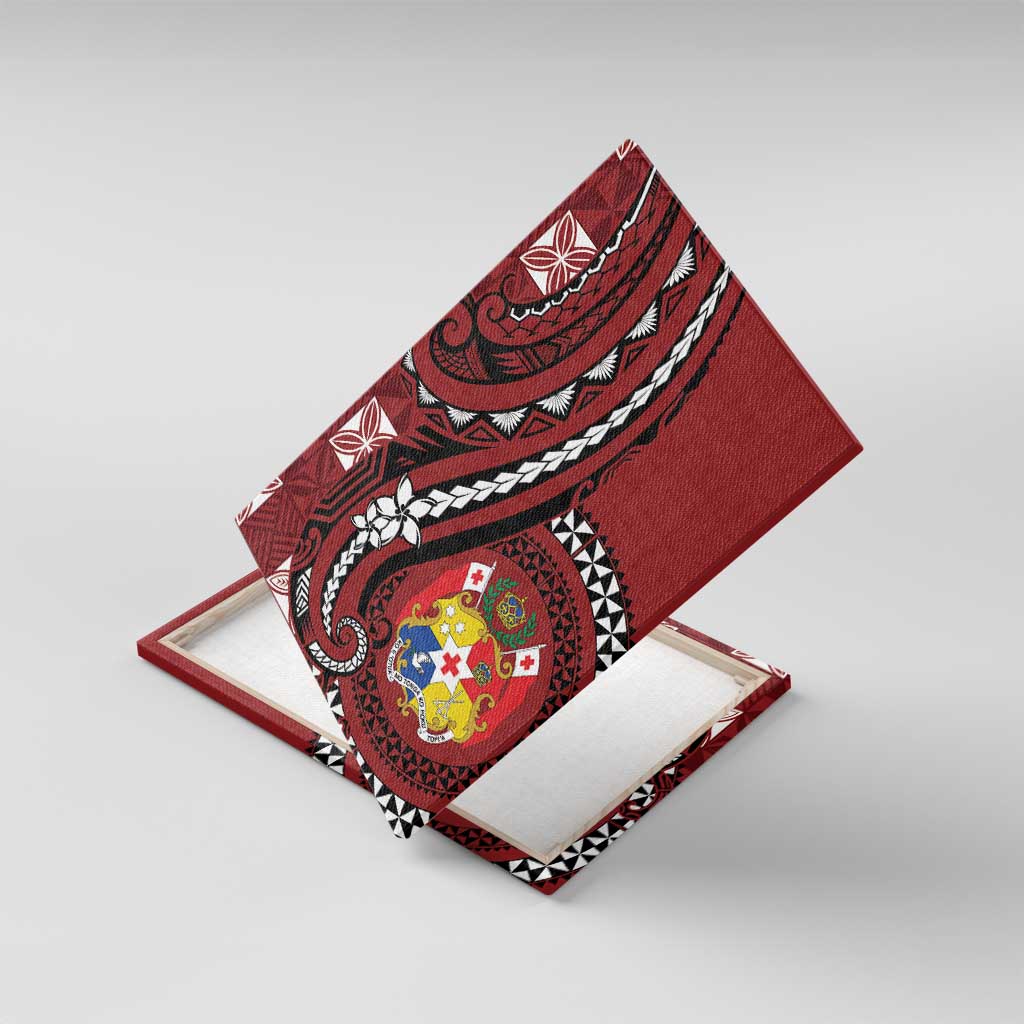 Tonga Ngatu Canvas Wall Art Iconic Red Manulua Motifs