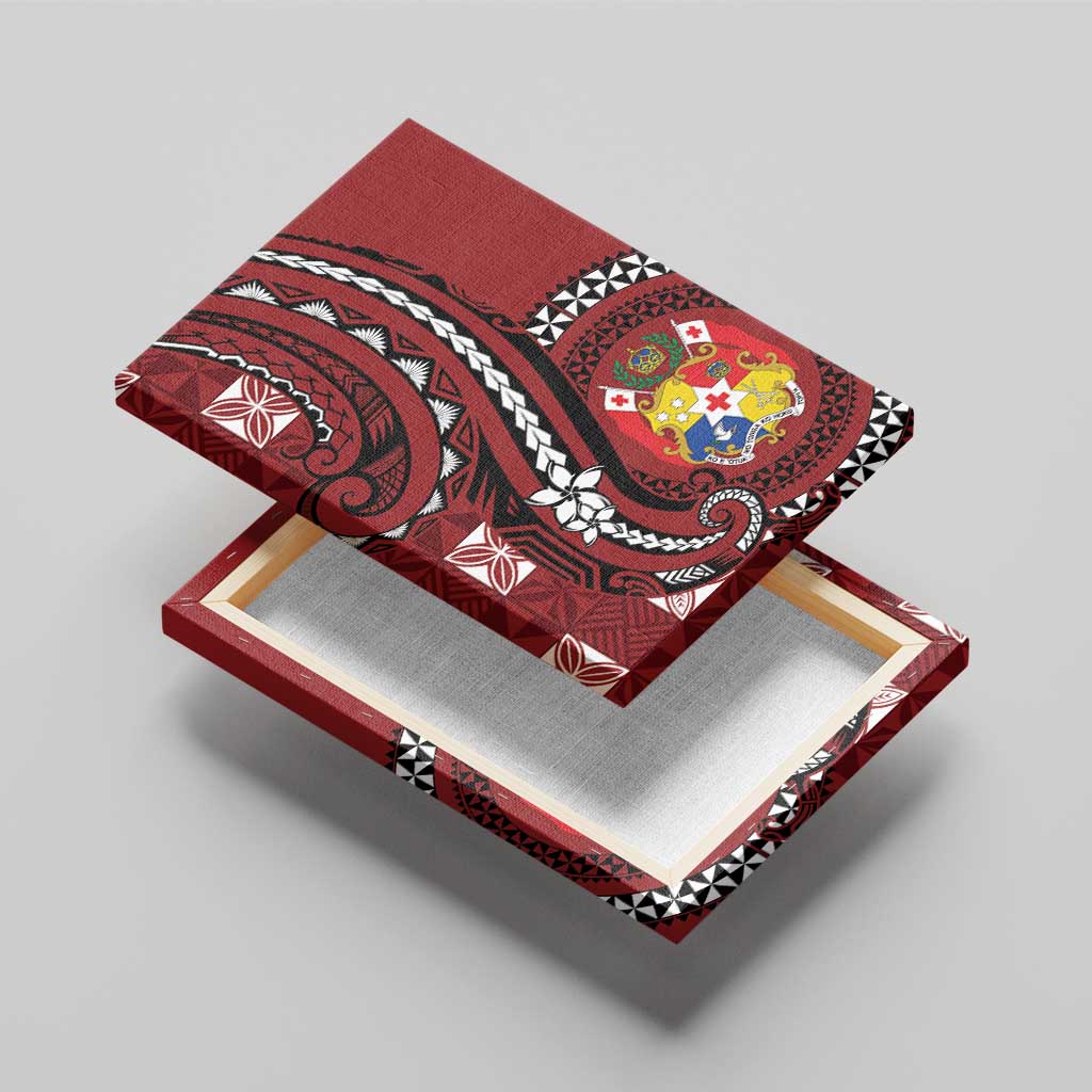Tonga Ngatu Canvas Wall Art Iconic Red Manulua Motifs