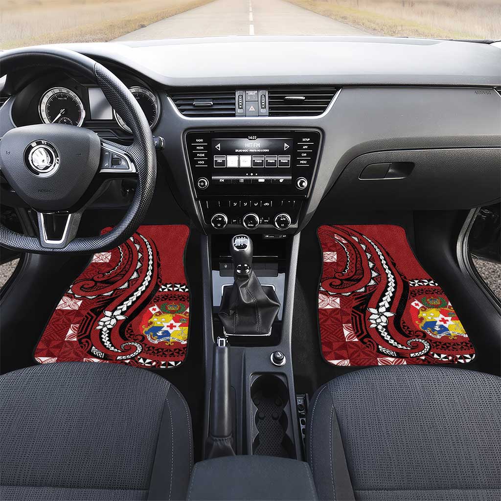 Tonga Ngatu Car Mats Iconic Red Manulua Motifs
