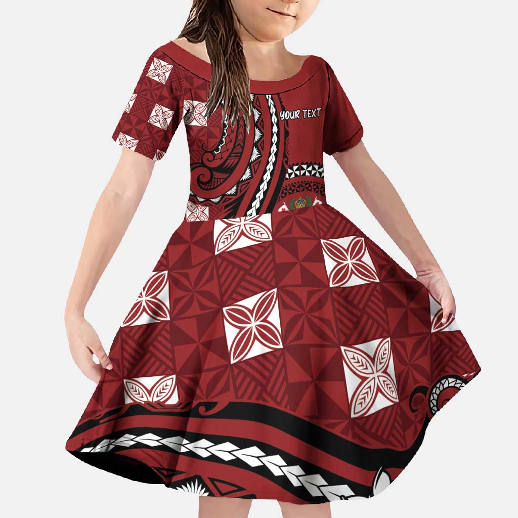 Personalized Tonga Ngatu Family Matching Mermaid Dress and Hawaiian Shirt Iconic Red Manulua Motifs