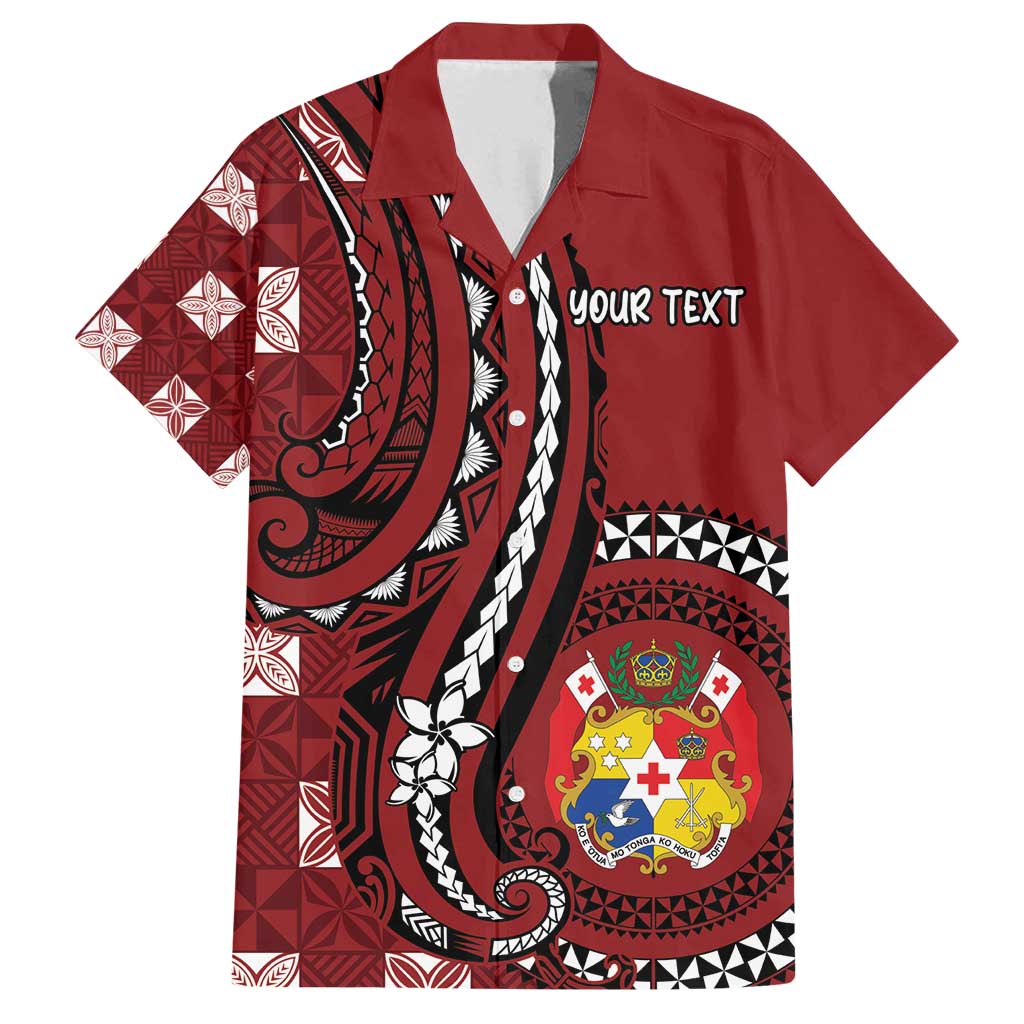 Personalized Tonga Ngatu Family Matching Off Shoulder Short Dress and Hawaiian Shirt Iconic Red Manulua Motifs