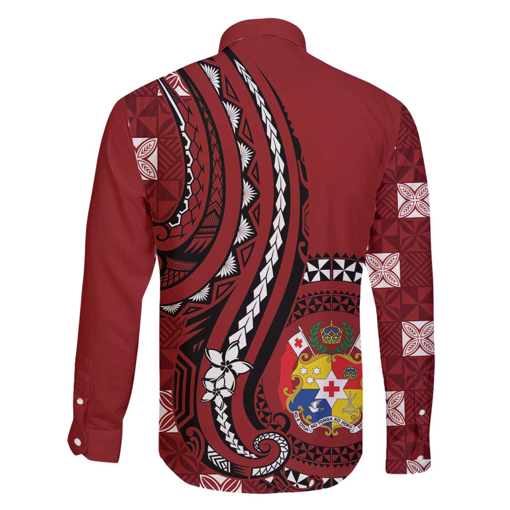 Personalized Tonga Ngatu Family Matching Off Shoulder Short Dress and Hawaiian Shirt Iconic Red Manulua Motifs