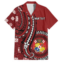 Personalized Tonga Ngatu Family Matching Puletasi and Hawaiian Shirt Iconic Red Manulua Motifs