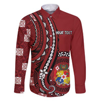 Personalized Tonga Ngatu Family Matching Puletasi and Hawaiian Shirt Iconic Red Manulua Motifs