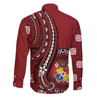 Personalized Tonga Ngatu Family Matching Short Sleeve Bodycon Dress and Hawaiian Shirt Iconic Red Manulua Motifs