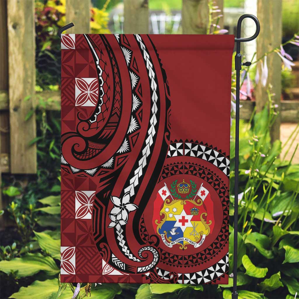 Tonga Ngatu Garden Flag Iconic Red Manulua Motifs