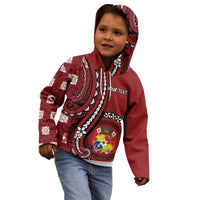 Personalized Tonga Ngatu Kid Hoodie Iconic Red Manulua Motifs