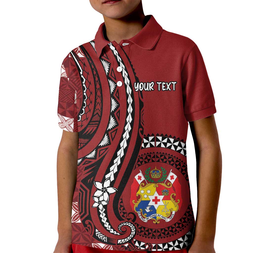 Personalized Tonga Ngatu Kid Polo Shirt Iconic Red Manulua Motifs