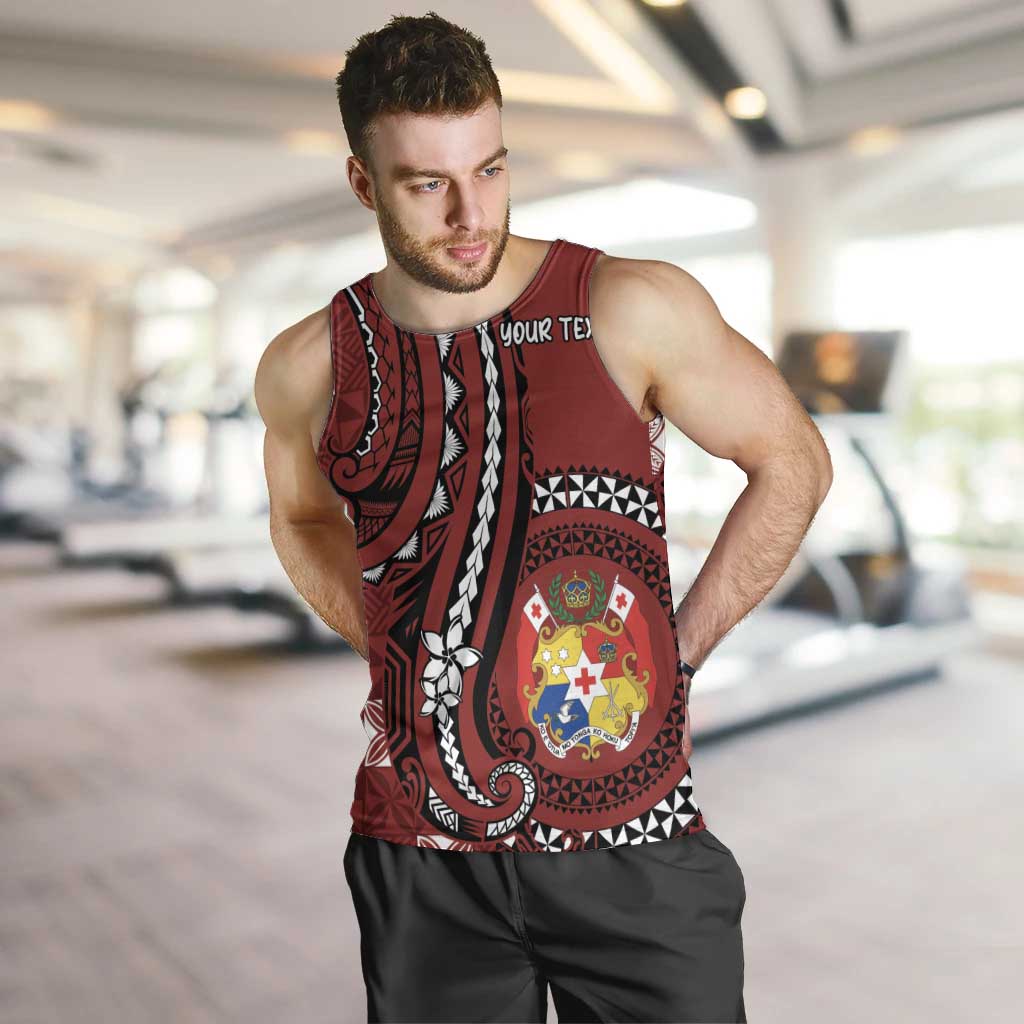 Personalized Tonga Ngatu Men Tank Top Iconic Red Manulua Motifs